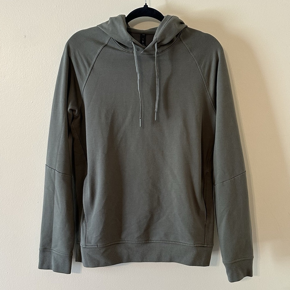 Lululemon Green Mens City Sweat Pullover Hoodie Drawstring Pockets Size Small